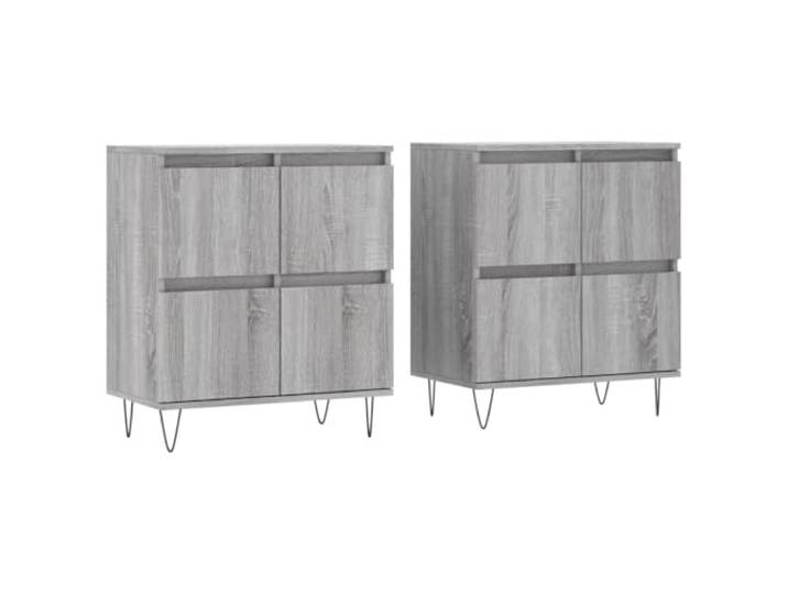 HGFDVCMR 2er Set Sideboard Grau Sonoma Holzwerkstoff Anrichte 120 cm Vielseitiges 2er Set Beistellschränke für Wohnzimmer und Schlafzimmer mit stabiler Oberplatte und viel Stauraum.