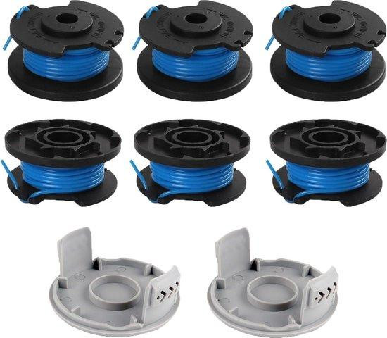 Ryobi Spoelen met draad voor trimmer - Set van 6 stuks - Geschikt voor 18V, 24V en 40V - 34 meter trimmerdraad - Diameter: 165 mm - Inclusief 2 spuitmonden