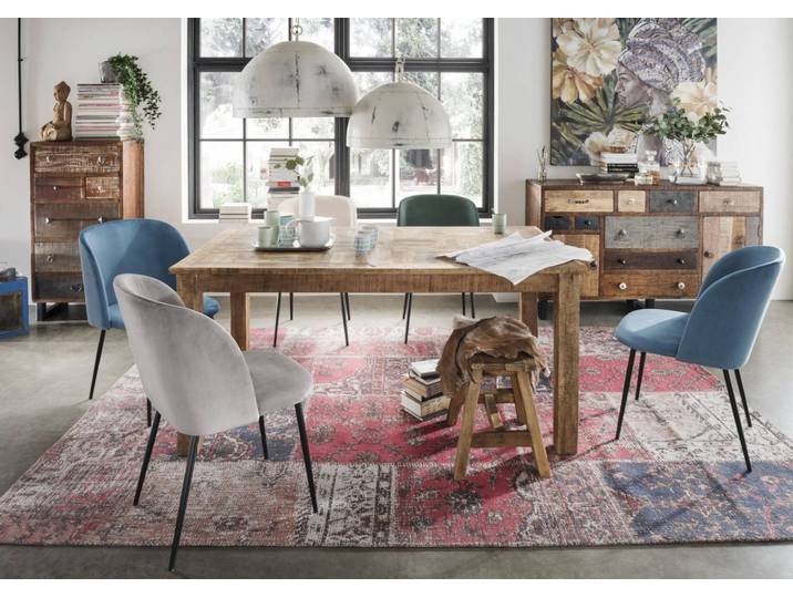2 Stühle im Retrodesign mit samtigem Polyesterstoff - Modell SASI – 3%-Vorkasse-Rabatt