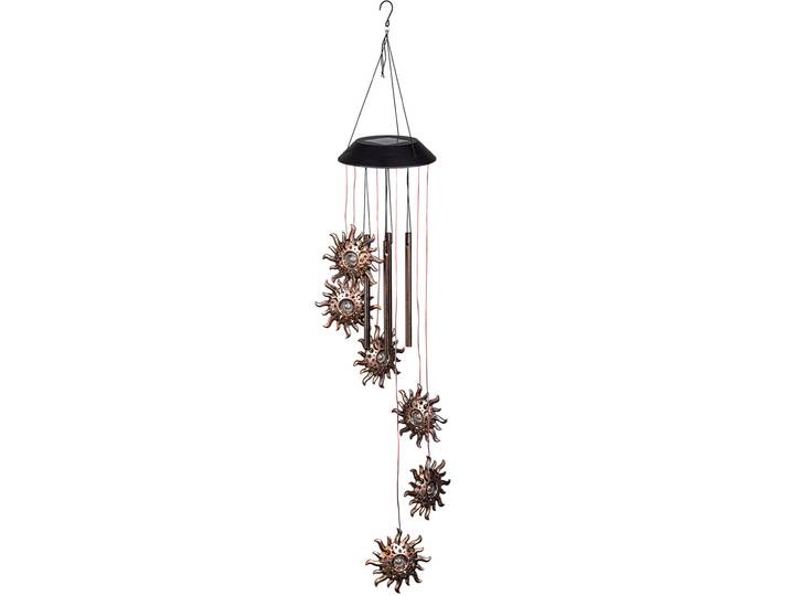 Solar Windspiel Sonne mit LED-Beleuchtung & Klang, 13 x 75 cm