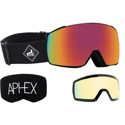 APHEX ORION THE ONE EDITION Magnet Schneebrille 2027 black strap/revo red + Zusatzglas yellow