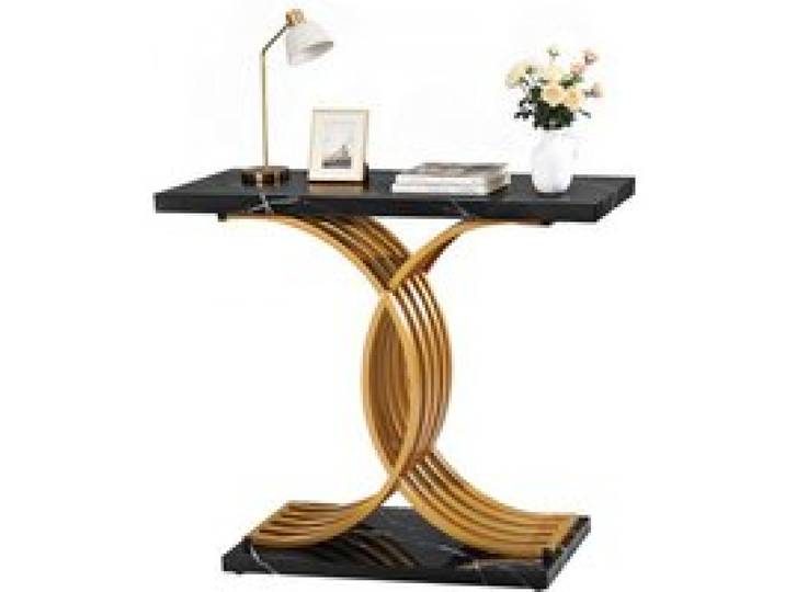 VEVOR Konsolentisch Eingangtisch hinter dem Sofa (100 x 30 x 81 cm / L x B x H), rechteckiger Beistelltisch aus MDF + Stahlrohre für Flur Schlafzimmer Wohnzimmer Foyer, Flurtisch Golden