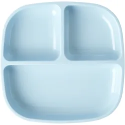 RICE Melamin Teller Kids mit 3er Einteilung, 18 x 18 x 3 cm, Hellblau