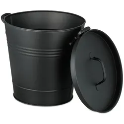 Relaxdays Ascheeimer mit Deckel 19 Liter Schwarz