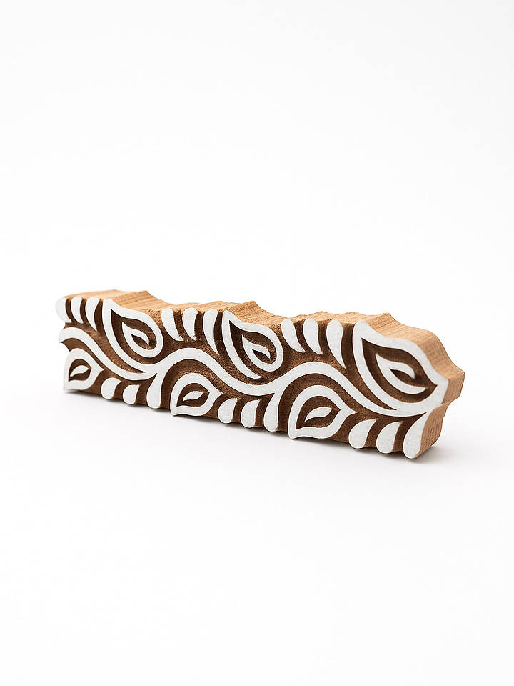 Samimi Blockdruck-Stempel ''Waterway'' in Natur/ Weiß - (L)19 x (B)3 cm - onesize