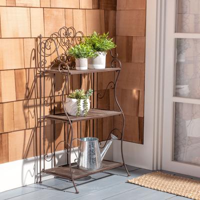 "SAFAVIEH Torus 22-Inch Outdoor 3-Tier Iron Tier Shelf, Traditional - 22"" W x 14"" D x 43"" H"