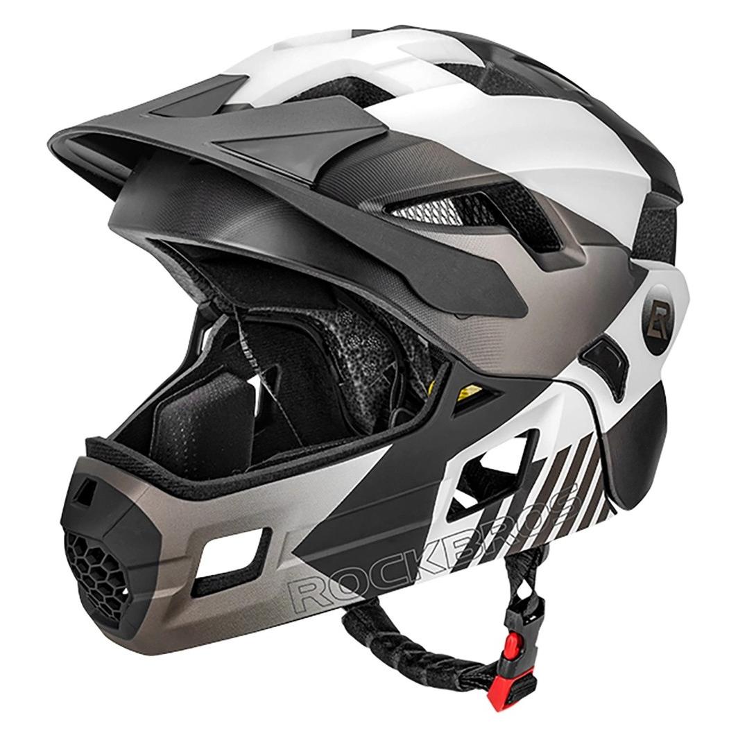 Rockbros TS-61 10110061005 Kinderfahrradhelm mit abnehmbarem Kinnschutz, Grösse S (48-54) - Grau (48 - 54 cm) (5907769382321)
