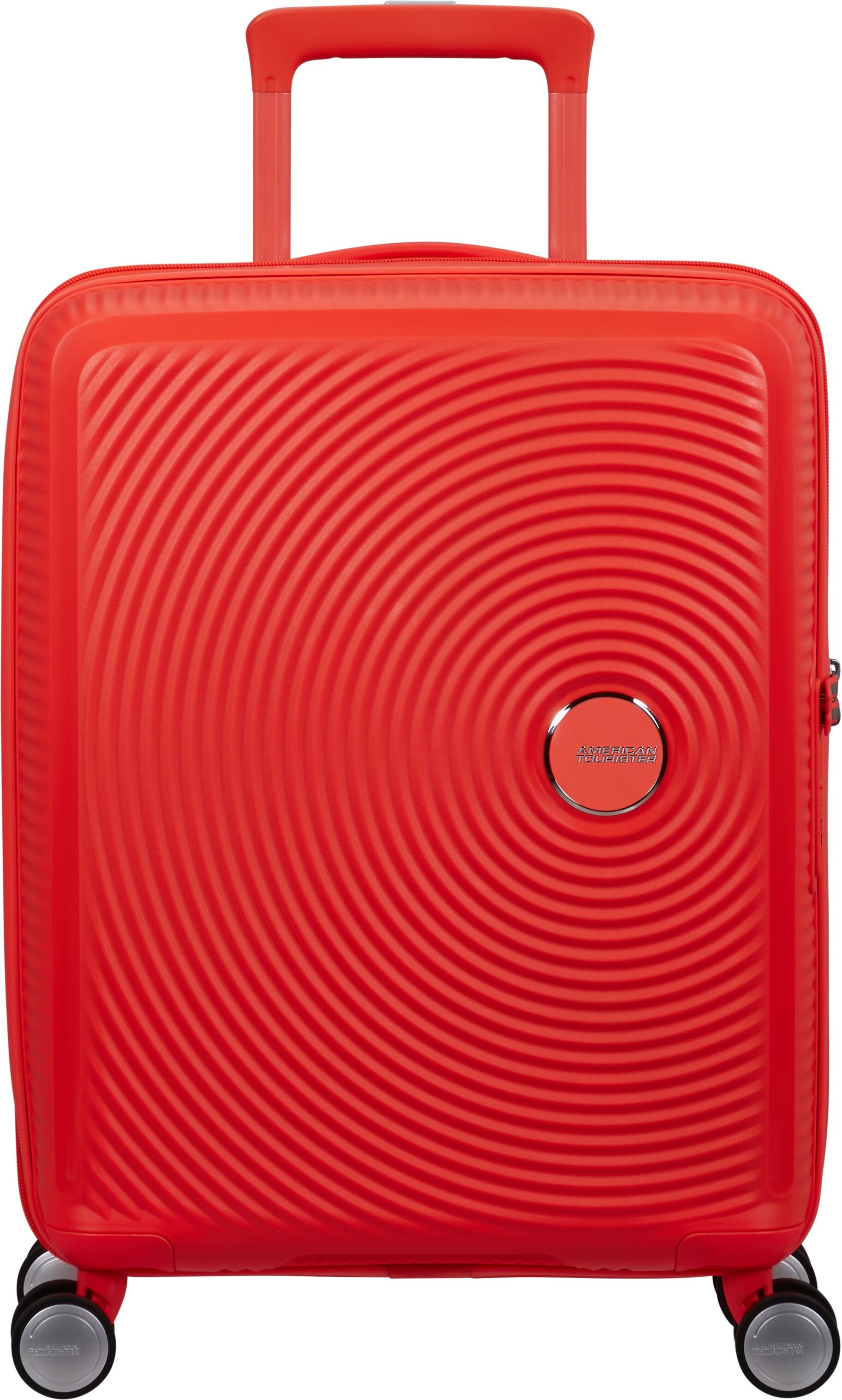 Hartschalen-Trolley AMERICAN TOURISTER "SOUNDBOX, in verschiedenen Farben und Größen", Gr. B/H/T: 40cm x 55cm x 20cm 35,5 l, rot (neon orange), Polypropylen, unifarben, Koffer Hartschalen-Trolley, Reisekoffer Trolley Aufgabegepäck TSA-Zahlenschloss Volume