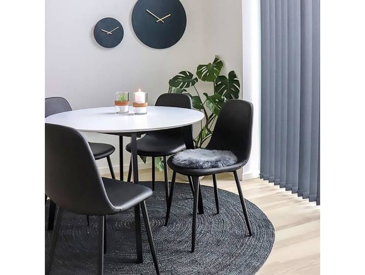Chaise salle à manger - SELSEY - IGER - Similicuir noir - Lot de 2 - Style scandinave