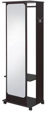 CDecor Yesler Espresso 1-Shelf Hall Tree with Casters and Hanging Rod