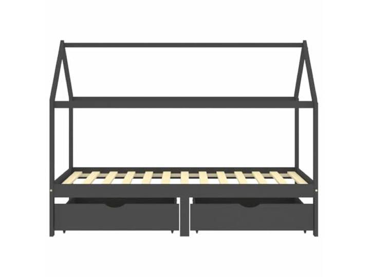 FDSAQOPT mit Schubladen Dunkelgrau Massivholz Kiefer 90x200cm Baumhaus-Stil,Lattenrost inklusive,Rollen für Teppich und Holzboden,Stauraum für Kleidung und Spielzeug