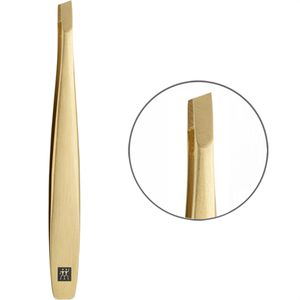 Zwilling Pinzette Premium Gold Edition, Länge 9 cm, Edelstahl, schräge Spitze, für Augenbrauen und Splitter