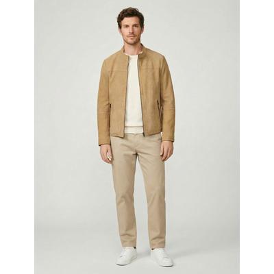 Blouson RICANO "Lederjacke Tomaso", Herren, Gr. M, beige, Obermaterial: 100% Lammnappaleder LANA., schmal, Rundhals, Jacken Blouson, Handgefertigt aus echtem Leder