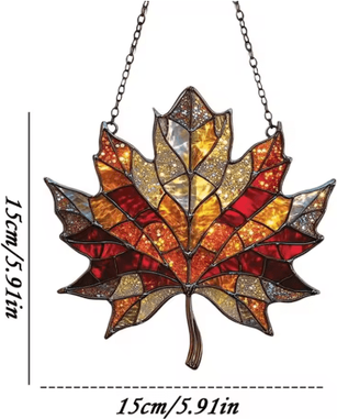 Inspire Picks Acrylic Maple Leaf Light Catcher Autumn Thanksgiving Door & Window Hanging Decor a