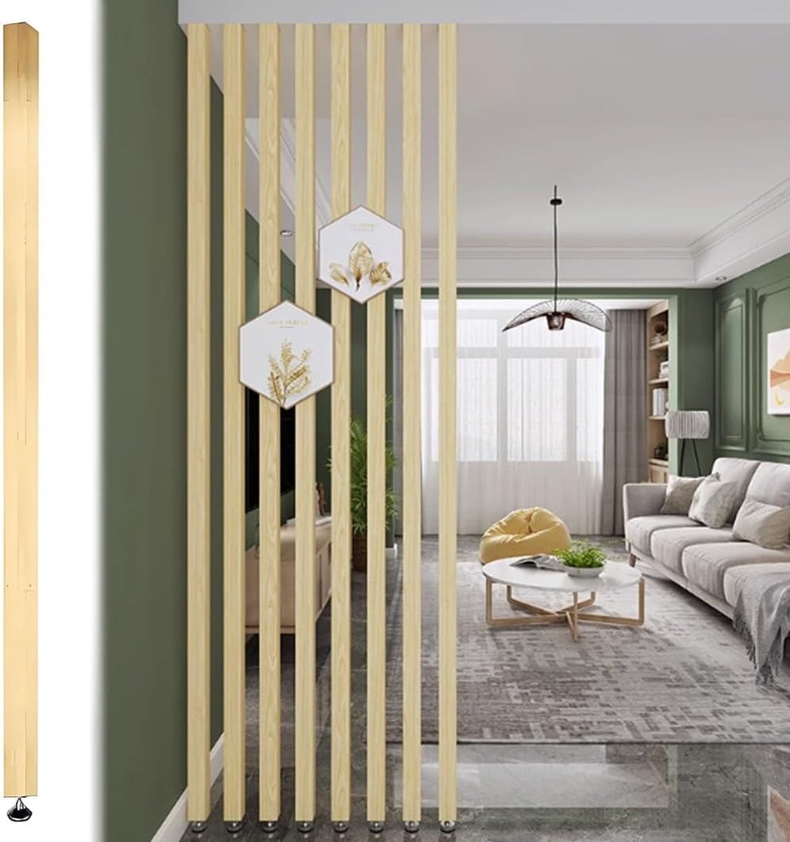Room Divider Hout - Privacy Scherm voor Ruimte Indeling - Houtkleur - Hoogte: 130 cm