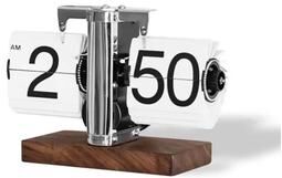 Uplift Picks Vintage Automatic Flip Down Desk Clock Retro Mechanical Table Clock silver White