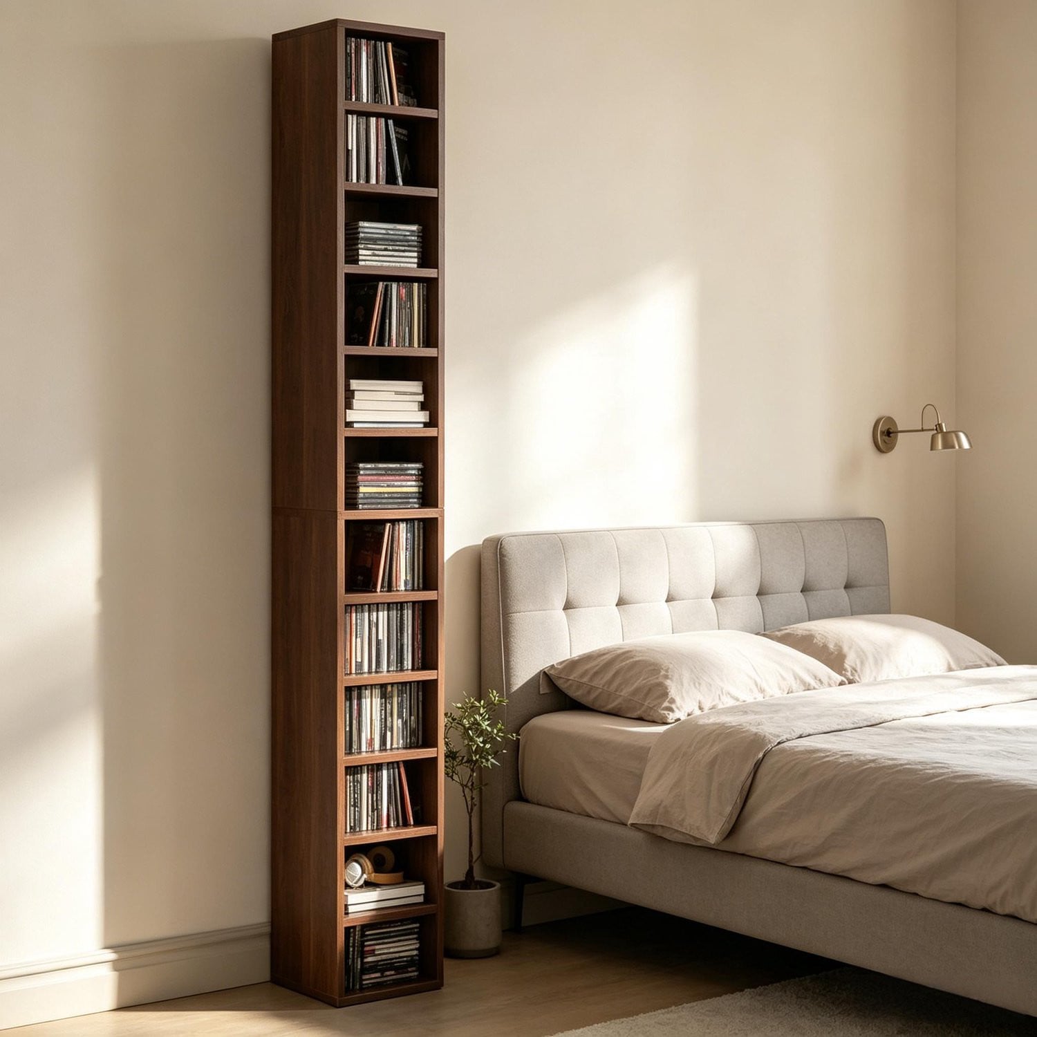 CHICFURN CD-toren voor CD/DVD-opslag met 12 niveaus, Bruin