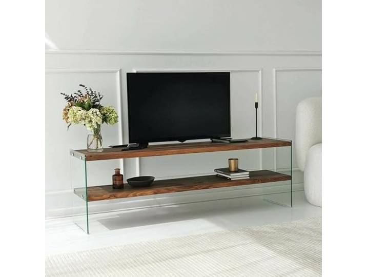 Dmora TV-Möbel Vindemiatrix 140x35x45 cm Braun, 2 Regale