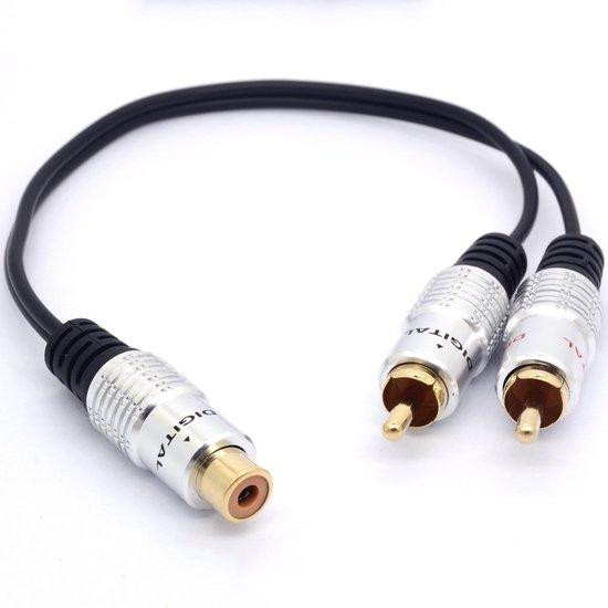 RCA Y Adapter 1 Vrouwelijk naar 2 Mannelijk Splitter Kabel voor Audio, 25 cm