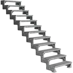Dolle Außentreppe Gardentop 270-330cm Geschosshöhe mit Gitterrost 80cm breit ohne Geländer