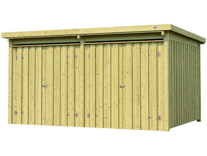 Gerätehaus WEKA Lagerhaus 607 Variante 3 aus kesseldruckimprägnierten Nadelholz , braun (kesseldruckimprägniert), Massivholz, Gerätehäuser, Gerätehaus, Wände mit 2x20 mm Deckelschalung