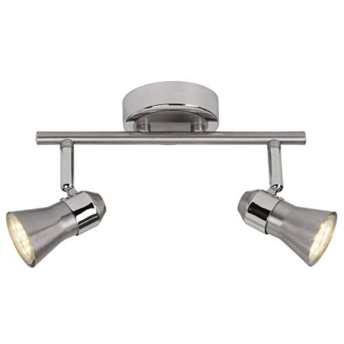 Brilliant Sanny 2-lichts plafondspot zilver/chroom met verstelbare lampkoppen en GU10 aansluiting