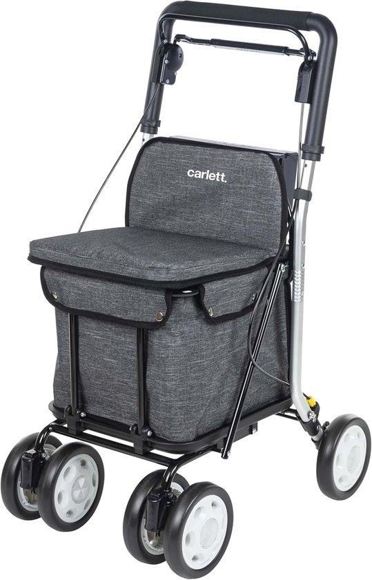 Famanu Einkaufstrolley mit Sitz und abnehmbarer Tasche - Klappbarer Supermarkttrolley mit 4 Rädern