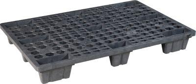 Kunststoff-Mehrweg-Stapelpalette KIGAnesto®, 7 kg, durchbrochenes Deck, bis 3500 kg, stapelbar, 100% Recyclingmaterial, mit Rand, anthrazit