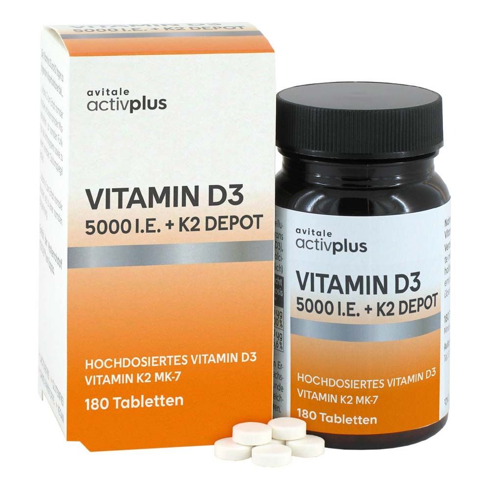 Activplus Vitamin D3 5000 I.e.+K2 Depot Tabletten 180 St