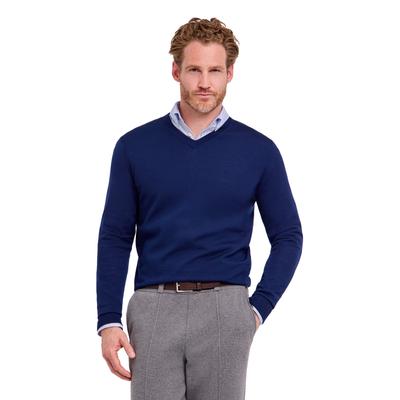 Strickpullover FALKE "Ultrafine Merino Wool", Herren, Gr. S, blau (space blau (6116)), Pullover Strickpullover
