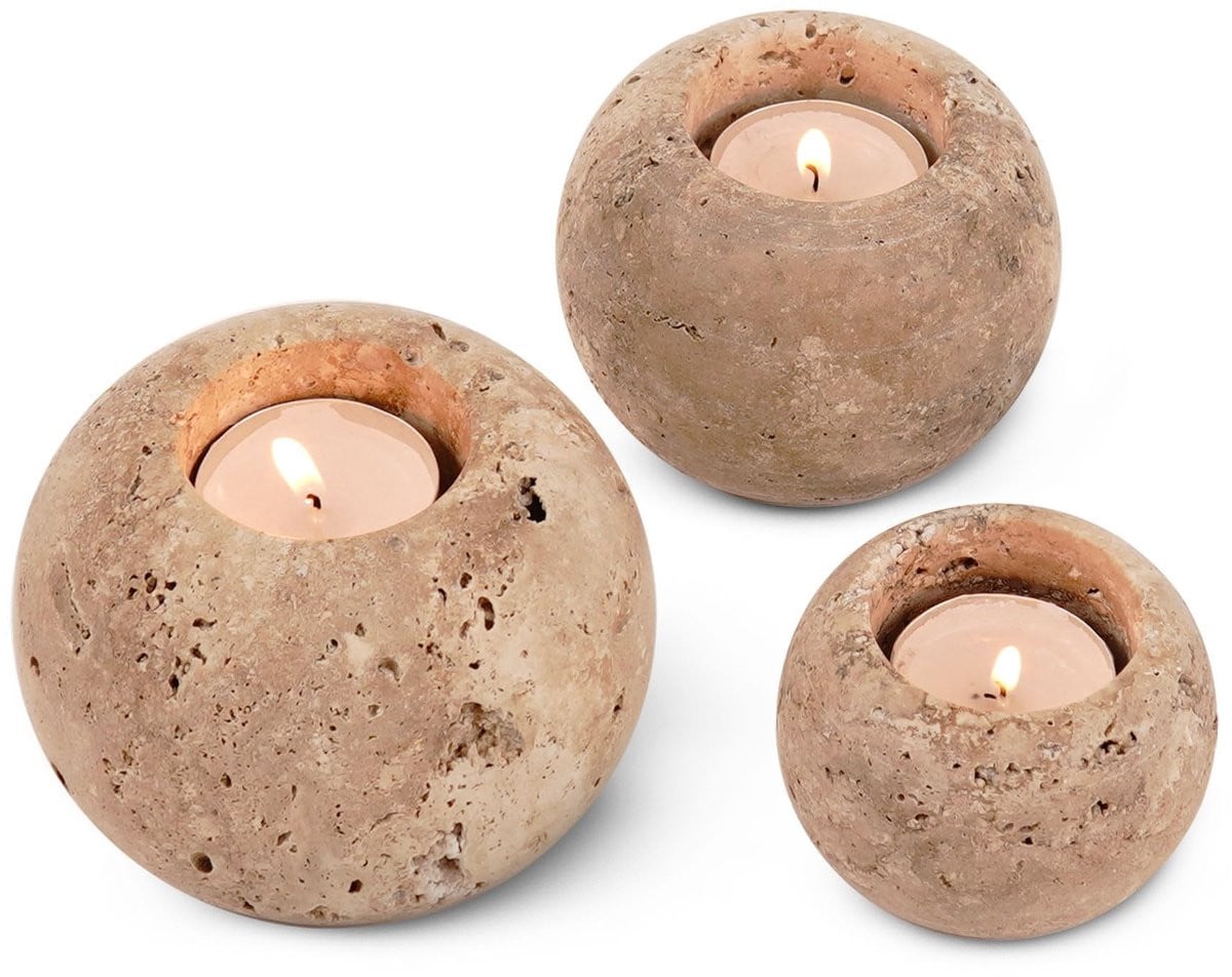 Set van 3 handgemaakte marmeren tealight houders