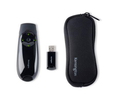 Presenter Kensington Expert K72426EU, Reichweite 45 m, Joystick-Cursor, USB-Receiver, grüner Laserpointer, schwarz