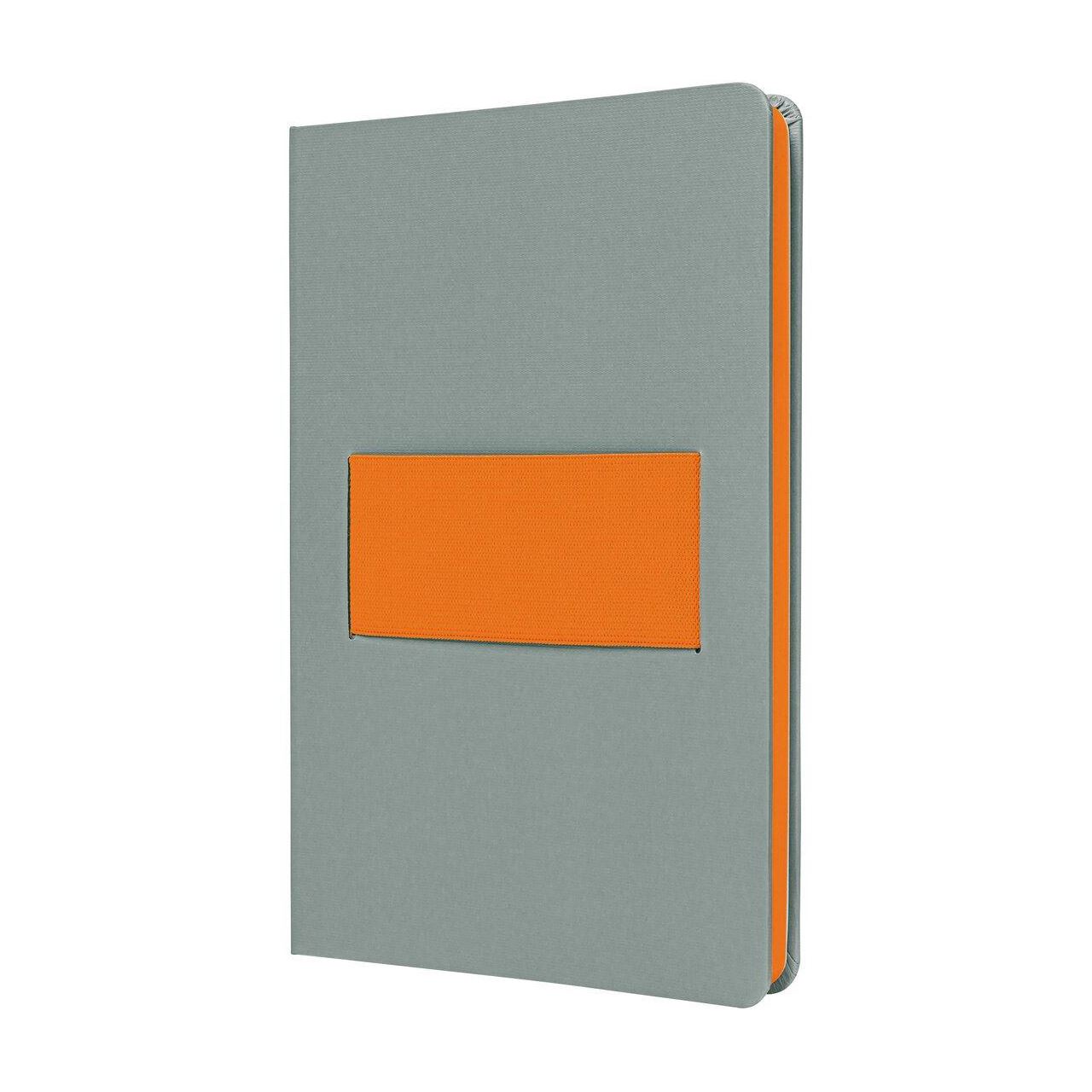 SIGEL Notizbuch Linescape DIN A5 kariert, hellgrau, neon-orange Hardcover 176 Seiten, 1 St.
