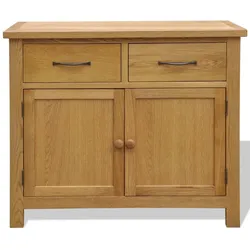 vidaXL Sideboard 90x33,5x83 cm Massivholz Eiche