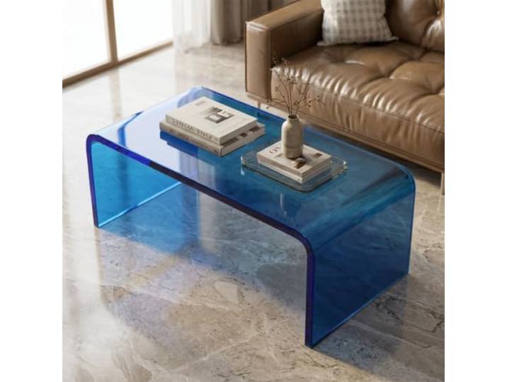 EBOYNSowAprr Moderner Couchtisch aus Acryl, für kleine Räume und Wohnungen Robustes Design aus dickem Acryl(Blue,39.4x19.7in)