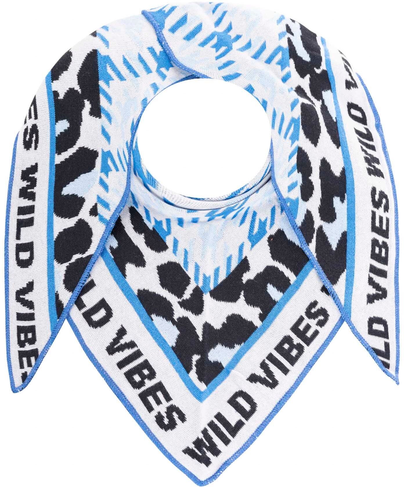 Dreieckstuch ZWILLINGSHERZ "Leo Hahnentritt", Damen, blau, Baumwollmischung, Modetücher Dreieckstuch, Mustermix, Leo und Hahnentritt, Schriftzug, Mode Tuch