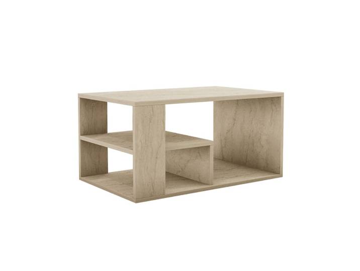 Table basse avec étagères décor travertin l80 cm