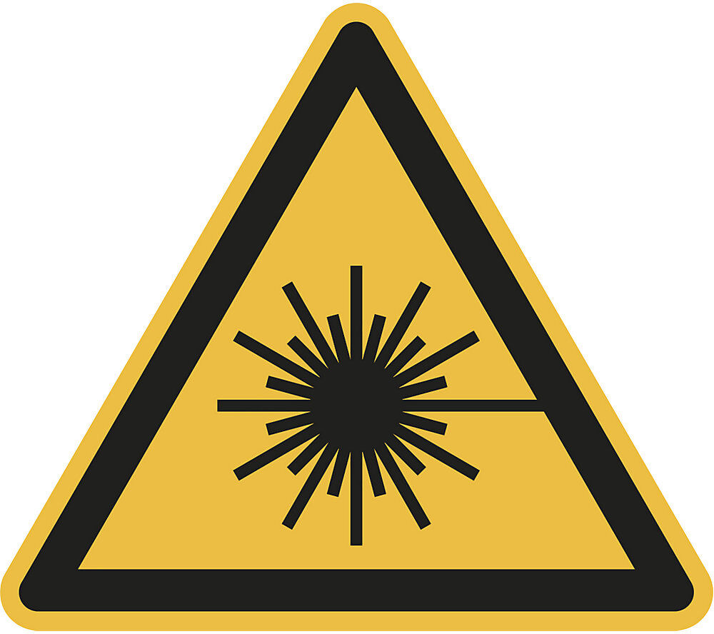 kaiserkraft Warnkennzeichen, Warnung vor Laserstrahl, VE 10 Stk, Folie, Schenkellänge 100 mm