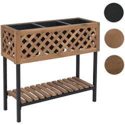 Pflanzkasten HWC-P86, Blumen-/Pflanzkübel Blumenkasten, In-/Outdoor Akazie Holz FSC®-zertifiziert 78x82x32cm ~ hellbraun
