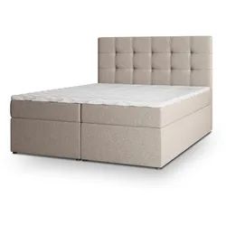 BOXBETT PALMA 140x200 cm mit Matratze und Topper - Beige