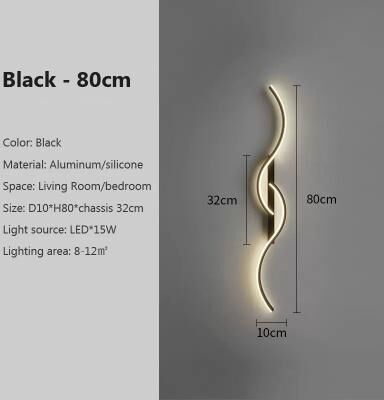 Uplift Picks Modern Linear LED Wall Light Minimalist Wall Sconce black (80 Cm) stepless Dimming