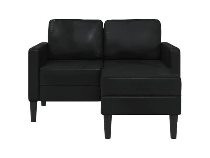 KTHLBRH 2-Sitzer-Sofa mit Chaise Longue L-förmig, schwarz, 125 cm, aus Gestell aus Massivholz und Metall, gepolsterter Schaum, platzsparendes Design für kleine Wohnzimmer