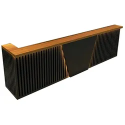 Empfangstheke, Bartheke, Kassenbereich, Industrie-Stil mit vertikalen Streifen, für Bars und Geschäfte, schwarz 350×60×110cm【H DTX 350】