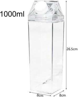 Uplifted Finds 1000ml Portable Square Milk Style Water Bottle 1000 Ml