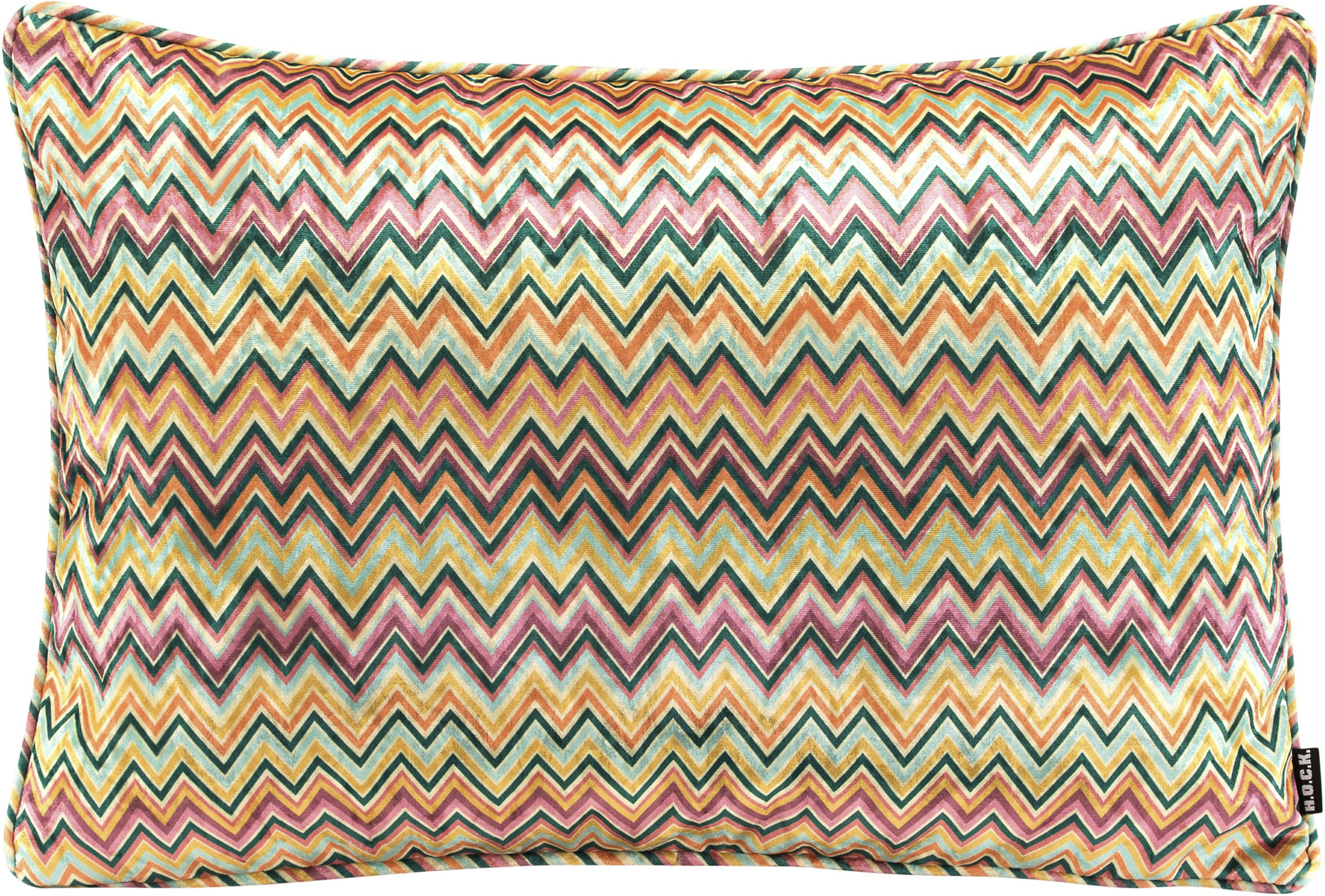Dekokissen H.O.C.K. "Zacki", bunt (bunt, gemustert), B:40cm H:10cm L:60cm, Polyester, Dekokissen_Sitzkissen_Kissenhüllen, Dekokissen, mit Zickzackmuster, Kissenhülle mit Füllung, 1 Stück bunt, gemustert B/L: 40cm x 60cm, 1 Stk.