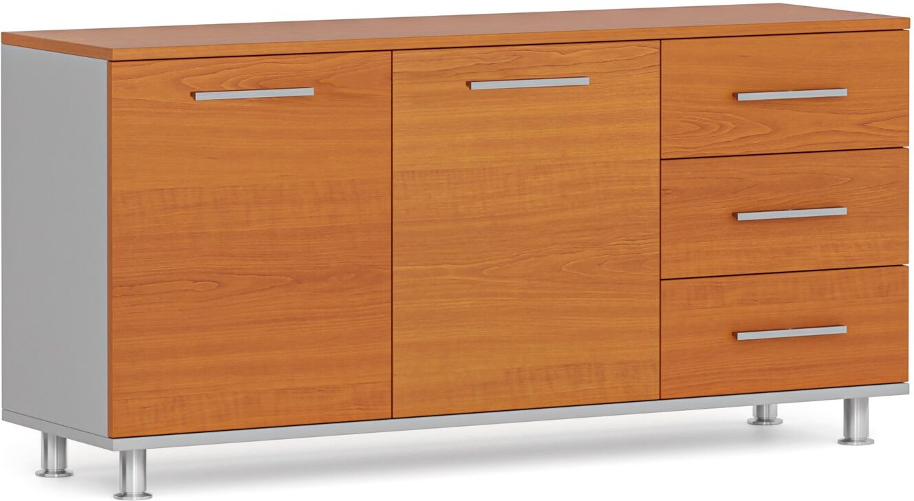 B2B Partner Schrank zum Tisch PRIMO, rechts, grau / Kirschbaum