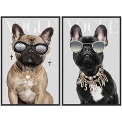 La Casa »Glamorous dogs« Glasbilder 40x60 cm 2er-Set gerahmt