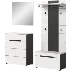 GARDEROBEN-SET 4-teilig weiß, grau 175 cm, Komplettset mit Soft-Close-Funktion, Cooper