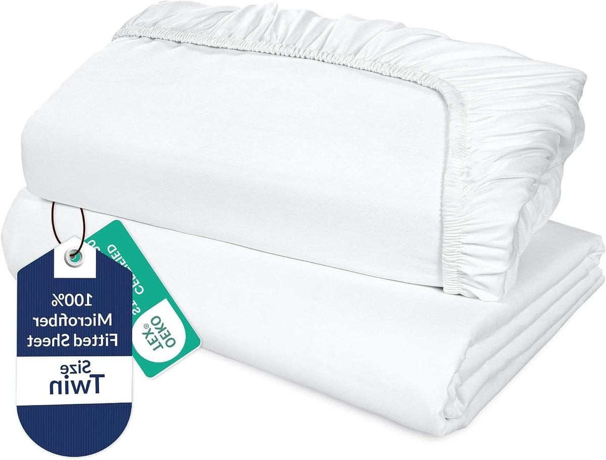 Set van 2 witte Oeko-Tex gecertificeerde dubbele hoeslakens