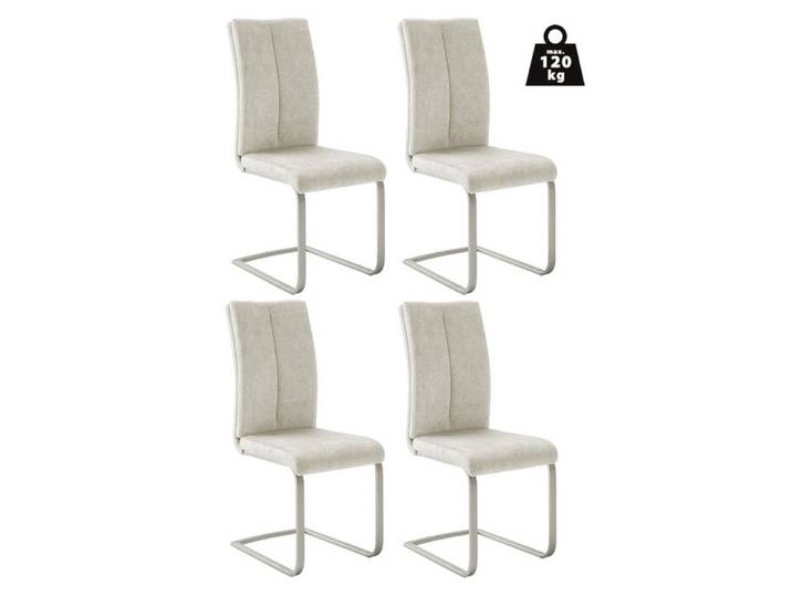 freiraum Freischwinger Freischwinger >HUDSON< (4er-Set) mit Griff, Edelstahl, verschiedene, (4er-Set) mit Griff, Edelstahl, Bezug creme - 43x103x60 (BxHxT)